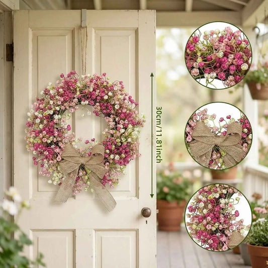 🌿 Artificial Floral Wreath 30cm | Spring Door Wall Decor