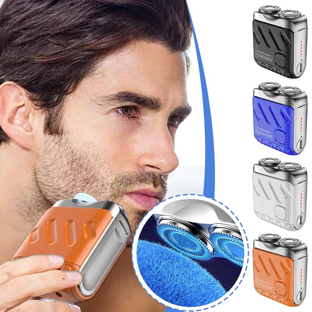 💥SAVE 50% 🪒 Portable Rotary Dual Ring Electric Shaver | Mini USB Rechargeable Pocket Travel Razor For Men