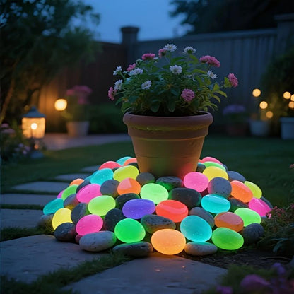 Set of 50/100/200/300/500 Extra-Large, Dreamy, Glowing Pebbles for Garden Paths, Aquariums, and Starry Night Lighting