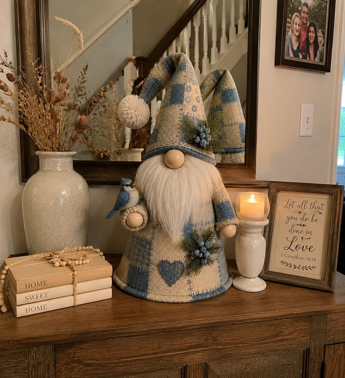 HOT SALE 49% OFF – 🐦 Patchwork Bird Gnome Light Collection | Warm Glowing Tabletop Decor with Farmhouse Patchwork Details for Mantels, Shelves & Holiday Gifts