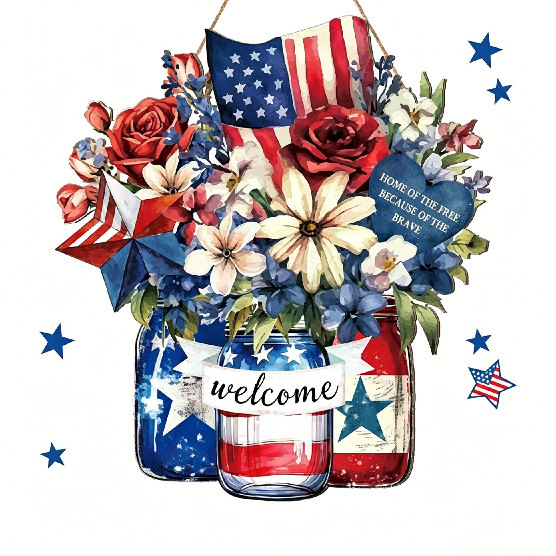 🎆 USA Independence Day Sign | Patriotic Wooden Door Decor