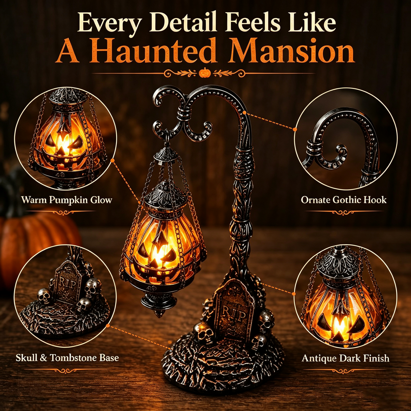 🖤✨ Limited Time 50% OFF✨ Gothic Pumpkin Lantern Stand | Elegant Halloween Atmosphere Decoration