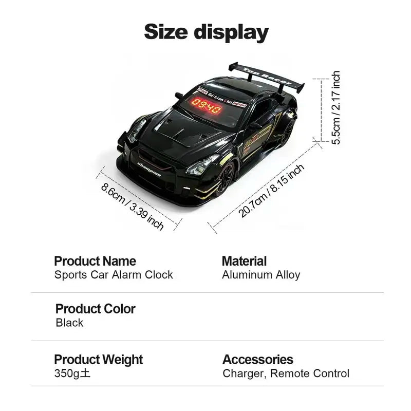 🚗 Hyper Car Alarm Clock with Realistic Engine Sound & LED Lights ✨