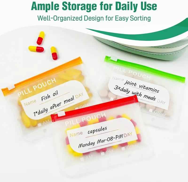 💊A8 Waterproof Pill Pouch Set – 7 to 14 Days of Meds & Vitamins💧Waterproof & Crush-Resistant Shell
