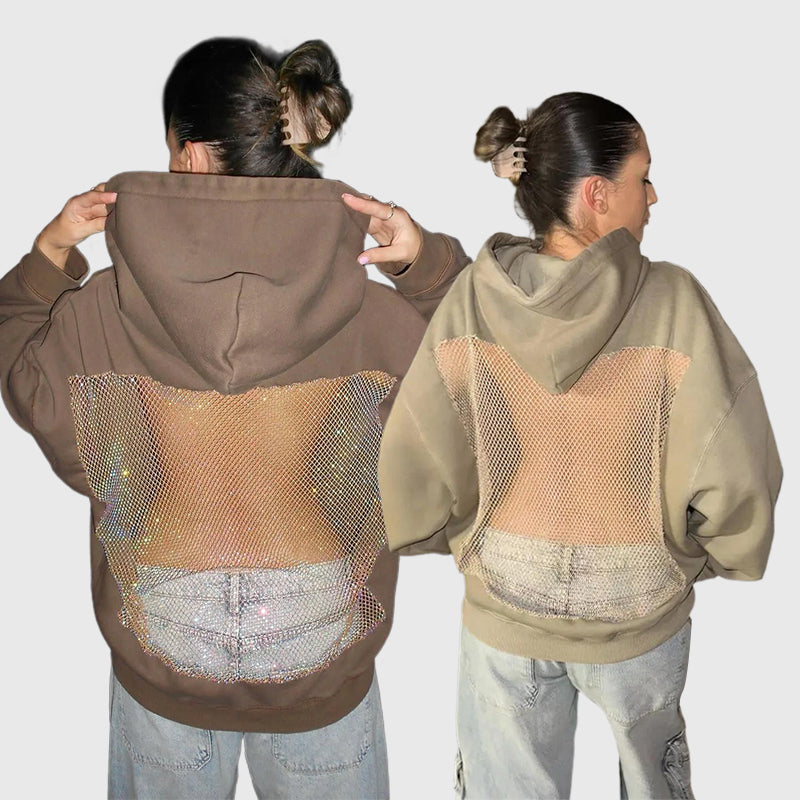 💥 50% OFF Final Sale – Crystal Mesh Hoodie ✨