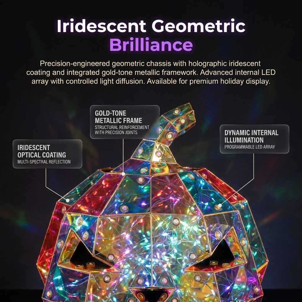🎃 Prism Pumpkin Night Light | Iridescent LED Halloween Decor