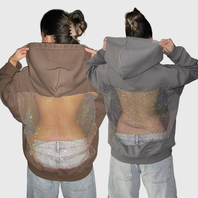💥 50% OFF Final Sale – Crystal Mesh Hoodie ✨