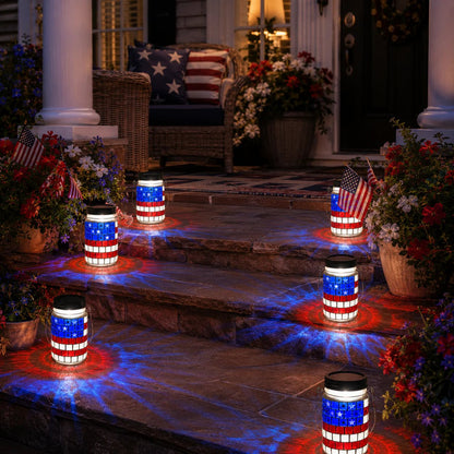 🎆 4th of July Solar Patriotic Mason Jar Lantern🏮