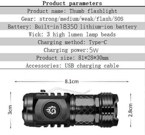 🔥 Three-eyed Monster Mini Flash Super Power Flashlight