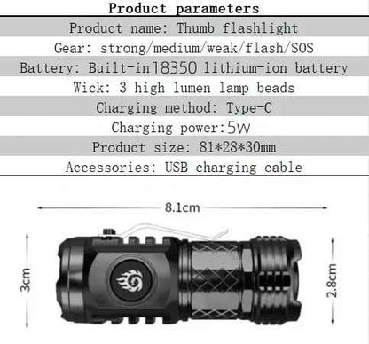 🔥 Three-eyed Monster Mini Flash Super Power Flashlight