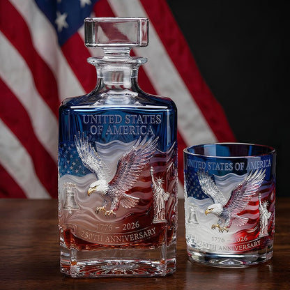 🔥Last Day 49% OFF⏰Proud Anniversary Decanter & Round Glass🦅