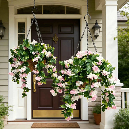 🌸 Artificial Hanging Flowers | Crepe Myrtle Basket Set for Outdoor Decor