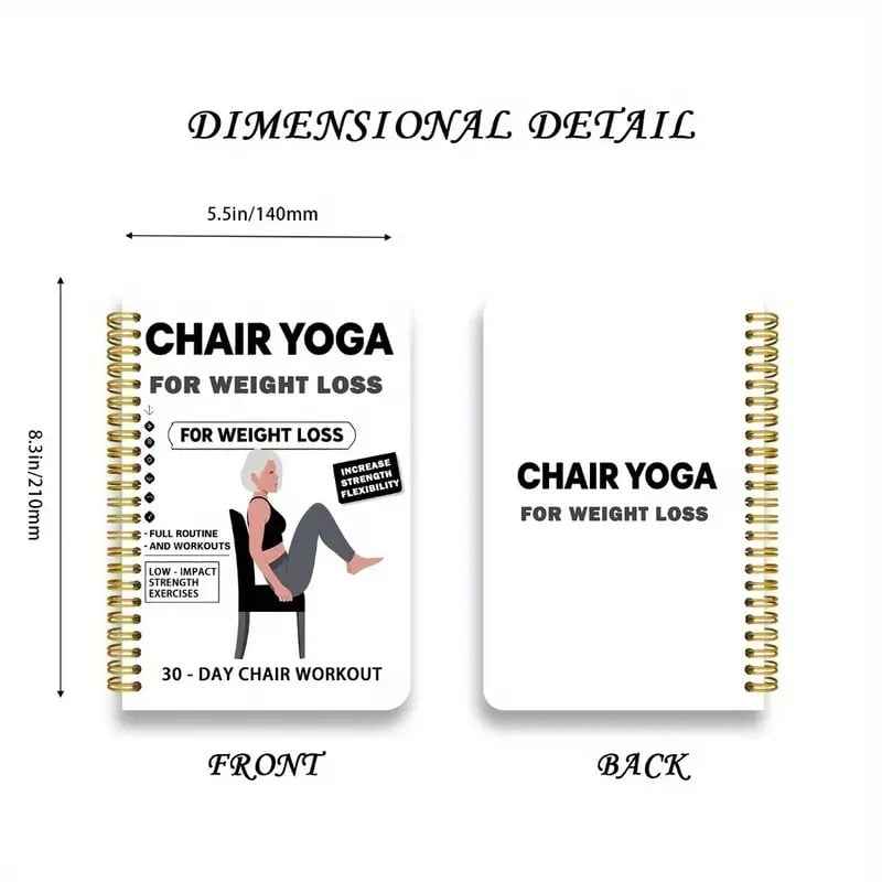🔥30-Day Chair Yoga Weight Loss Spiral-Bound Notebook & Step-by-Step Exercise Guide - At-Home Fitness Journal