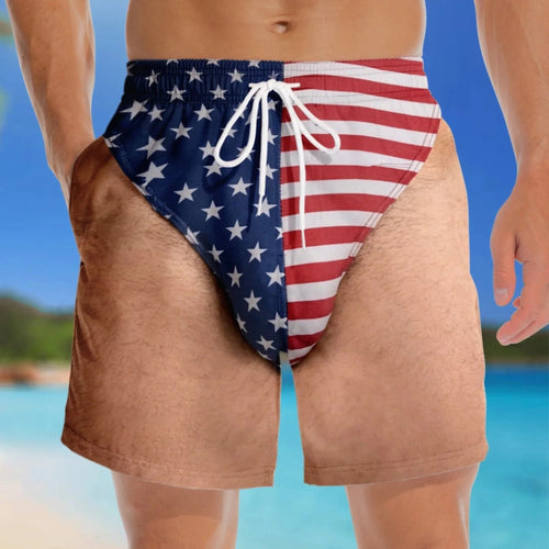 🇺🇸 Funny Patriotic Men’s Swim Trunks – Freedom & Chill Summer Beach Shorts 🏖️😎