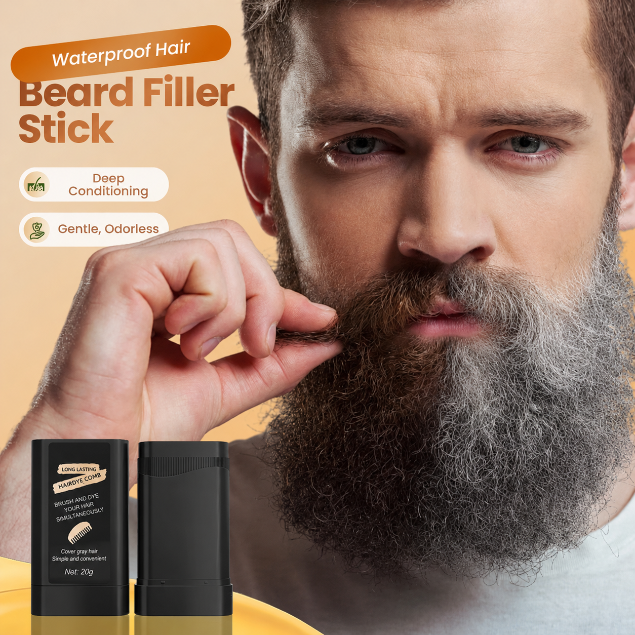 🎁Last Day 46% OFF🧔‍♂️Waterproof Hair & Beard Filler Stick – Erase Grays, Instantly Natural! ✨