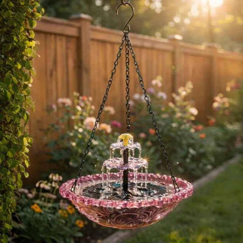 🔥💐SPRING DAY SALE- ONLY 💲26.99!⚡50K+ SOLD!🐦Solar Cascade Hanging Bird Bath Fountain