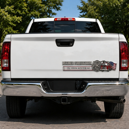 🚒 🔥 Retired Firefighter Metal Car Emblem | Show Your Firefighter Pride Wherever You Go