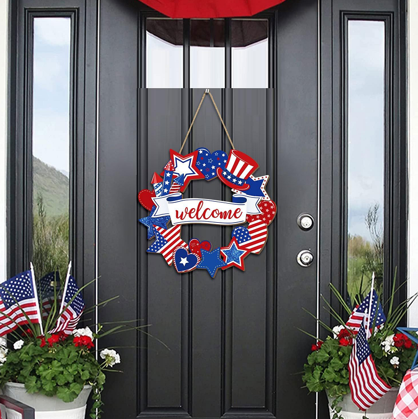 🎆 USA Independence Day Sign | Patriotic Wooden Door Decor