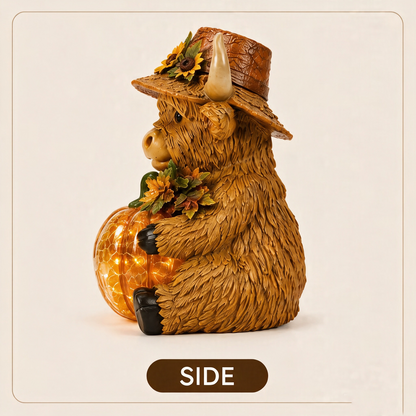 🎃🔥 Hot Sale 50% OFF🔥 Solar Highland Cow Pumpkin Lantern | Perfect Outdoor Decoration for Porch & Lawn