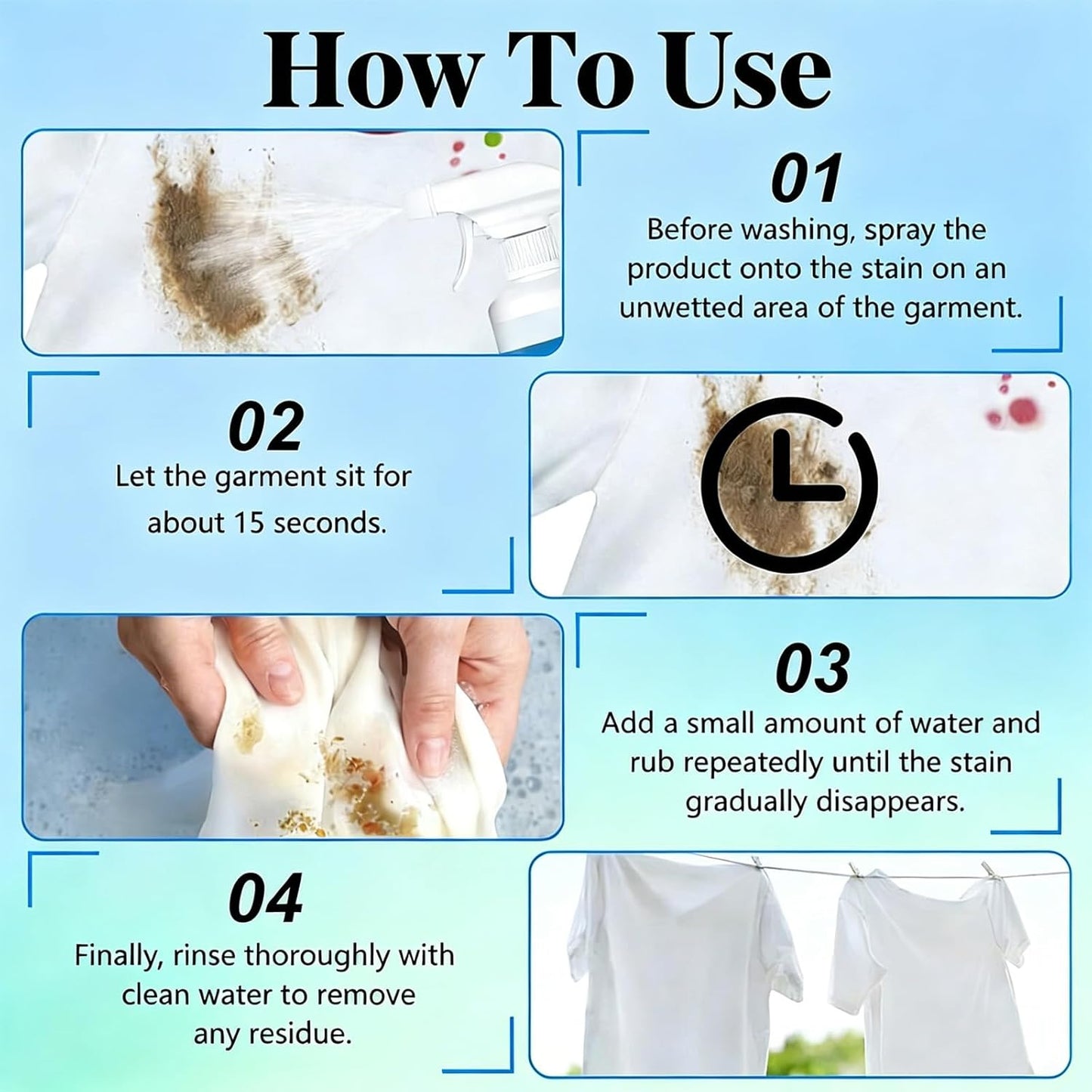 Natural Non-Ionic Emulsifier Dry Clean Spray, Powerful Clothes Stain Remover, Fabric Safe No Damage