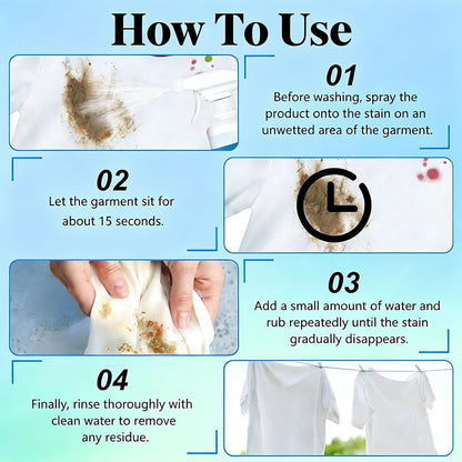 Natural Non-Ionic Emulsifier Dry Clean Spray, Powerful Clothes Stain Remover, Fabric Safe No Damage