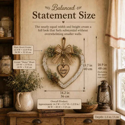 🌾✨ Limited Time 20% OFF🔥 Farmhouse “Home” Heart Wreath | Ready-to-Hang Rustic Decor for Doors & Walls