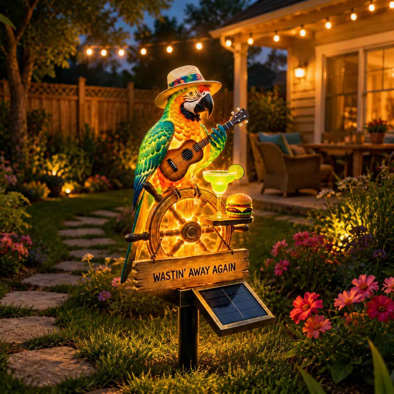 🔥Hot Sale 49% off 🌴 Solar Parrot Statue Light – Hawaiian Luau Tropical Garden Decor