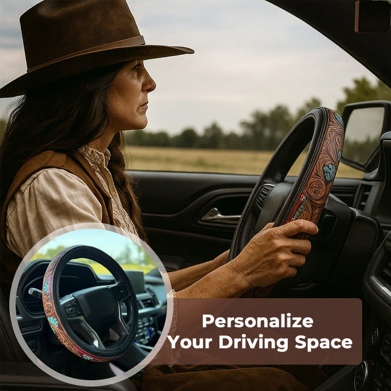 🤠 Give Your Ride That Wild West Energy🛞Western Cowboy Steering Wheel Cover