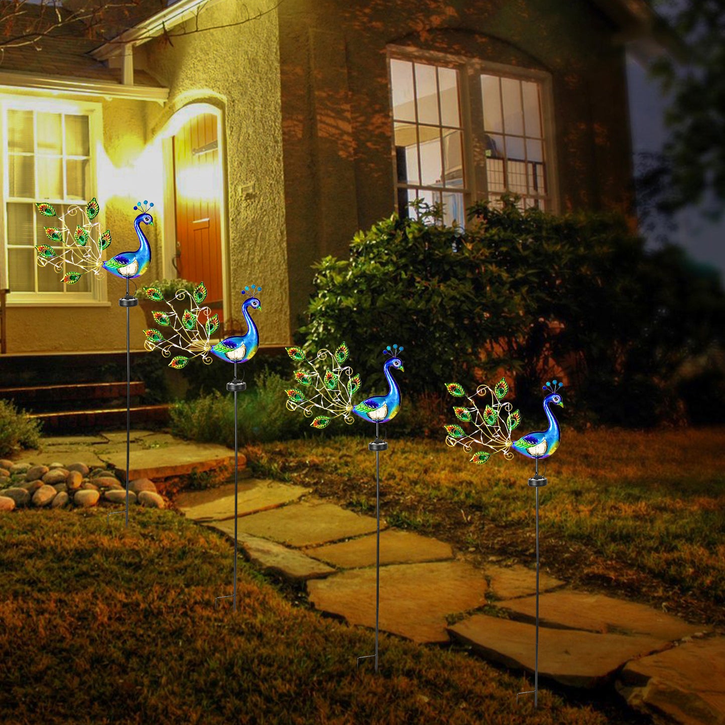 🦚 Wrought Iron Peacock Solar Lawn Lamp