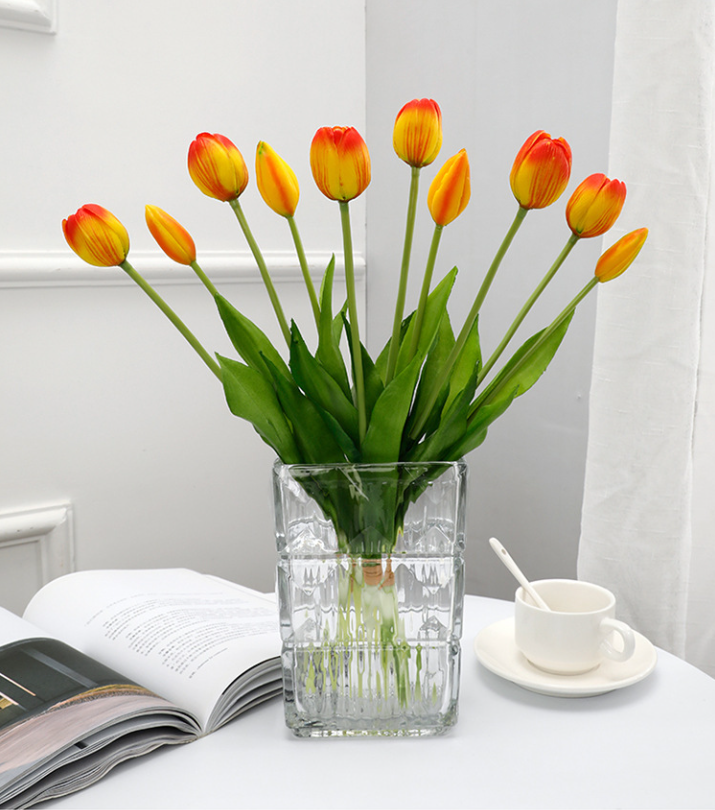 Last Day Promotion! 🔥Outdoor/Indoor UV Resistant & Waterproof Faux Tulip Bouquet 10Pcs Artificial Flower Decor ✅