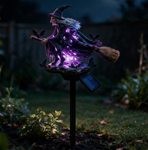 🧙‍♀️🌙 Witch Broom Garden Stake Light | Create a Haunted Halloween Atmosphere