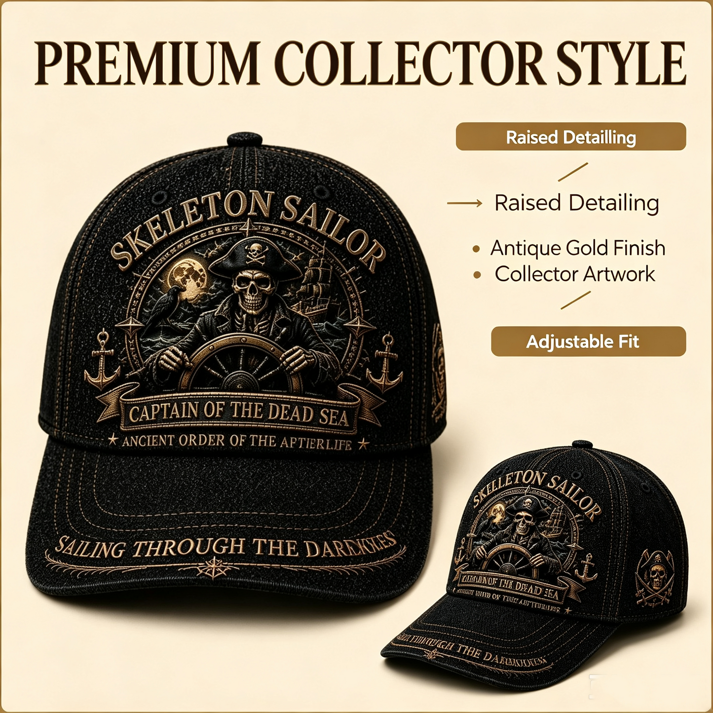 🏴‍☠️✨ Limited Time 50% OFF✨ Skeleton Sailor Hat | Captain Of The Dead Sea Halloween Costume Accessory