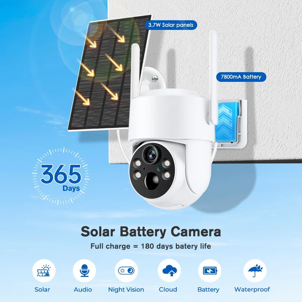 🌙 Wireless Outdoor Security Cameras | 360° Solar Surveillance System