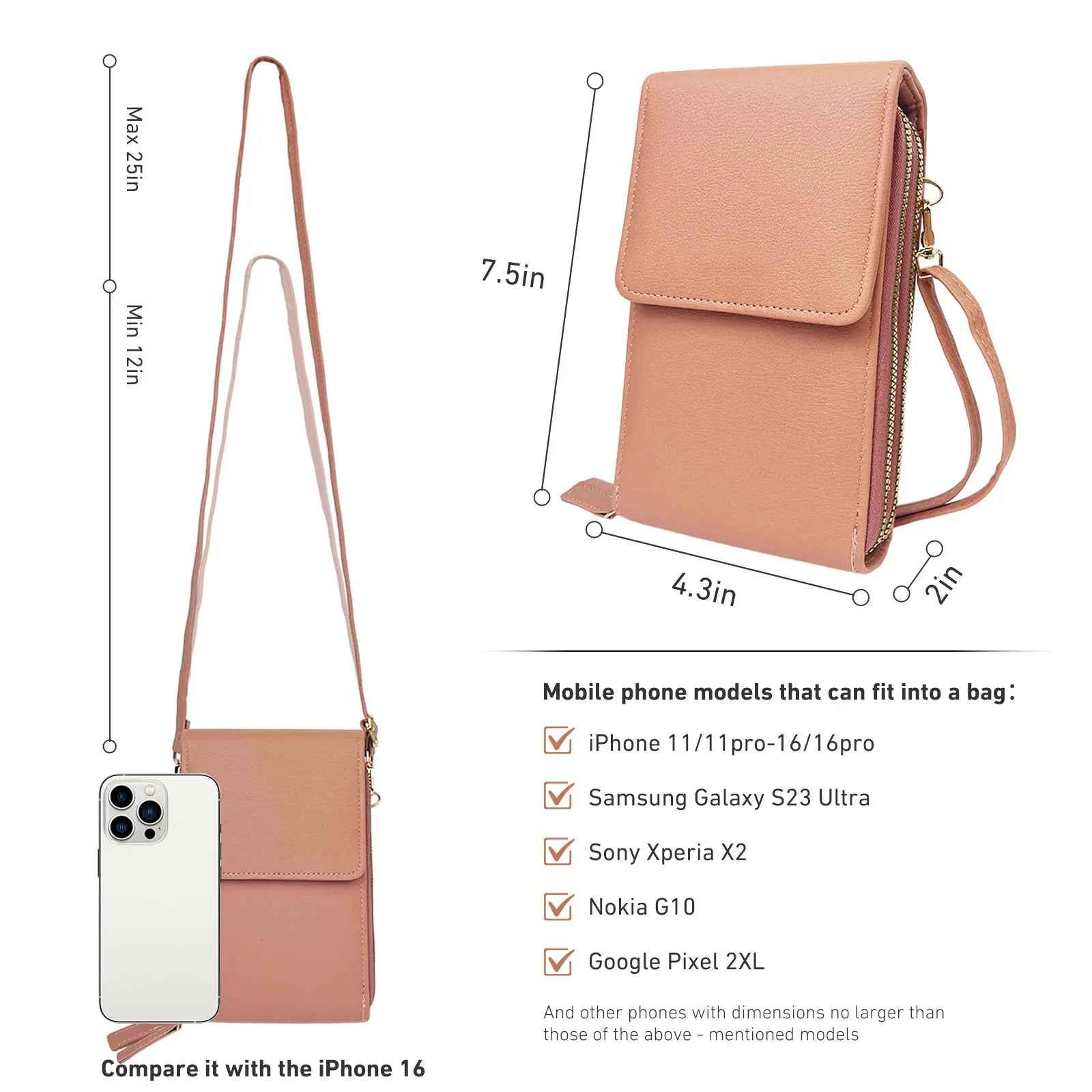 🎀Chic Mini Leather Crossbody Bag | Women Lightweight Phone Purse Wallet Bag