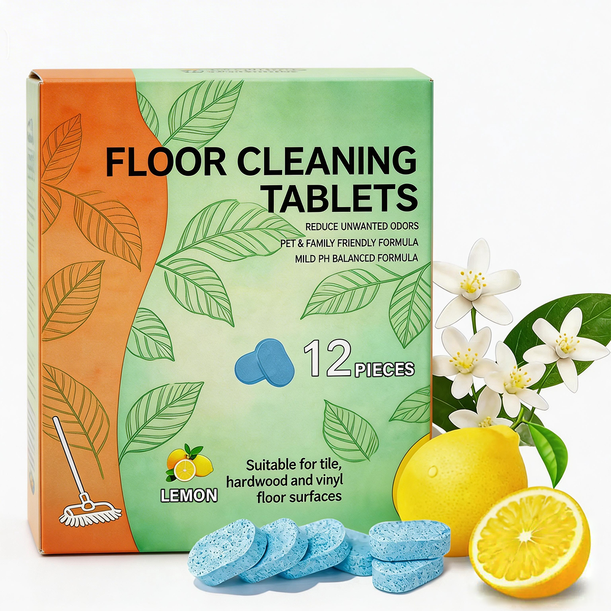 🍋 Multi-Surface Floor Cleaning Tablets – Fresh Lemon Scent ✨