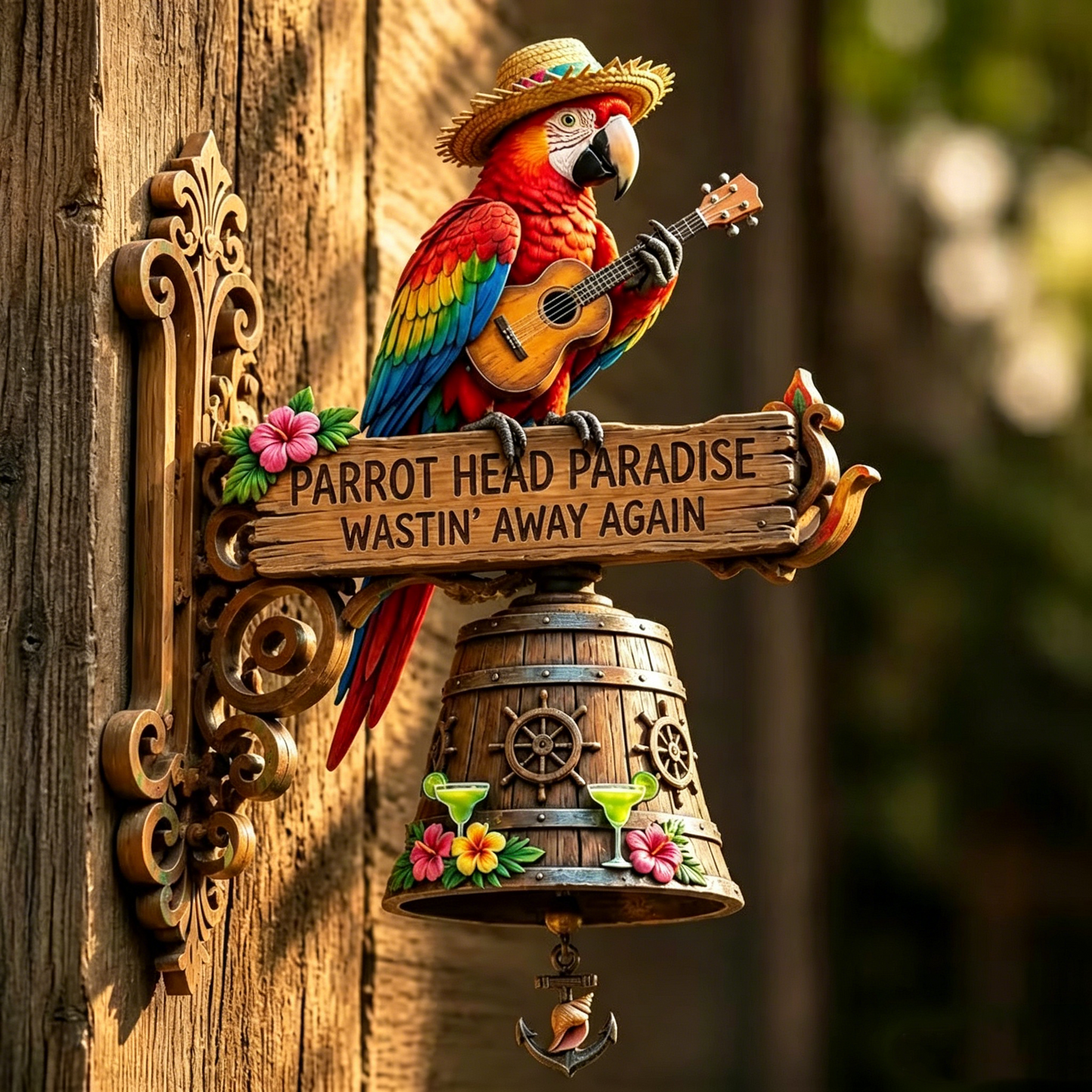 🔥Limited Time 49% OFF | 🔔🏝️ Parrot Head Paradise Wall Bell