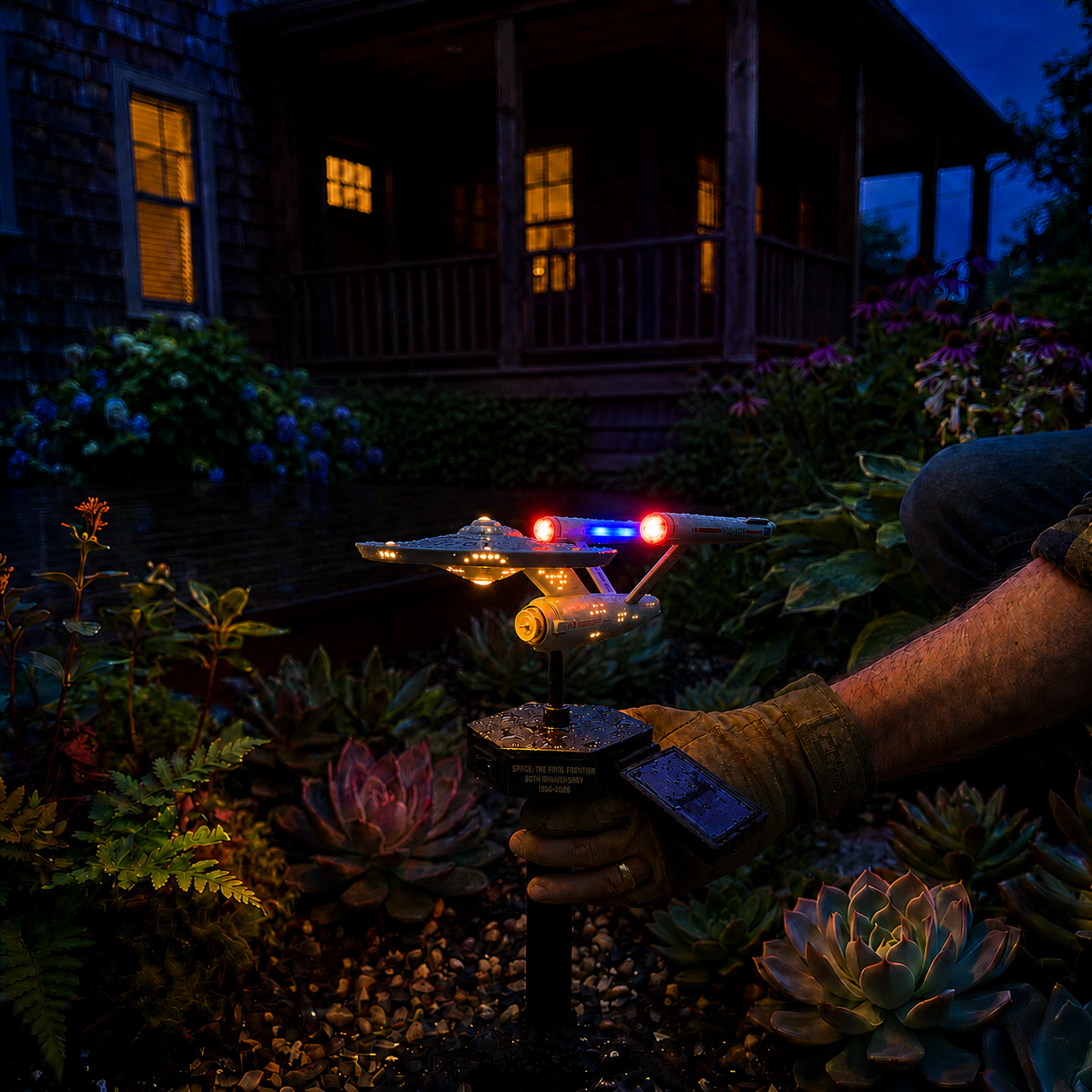 🌌 TODAY ONLY—🔥 Save 52% 🚀 Sci-Fi Starship Solar Garden Light ✨ Light Up Your Outdoor Space