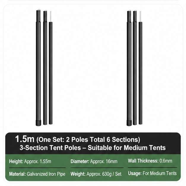 1.5m Shade Cloth Pole Set (2 PCS)