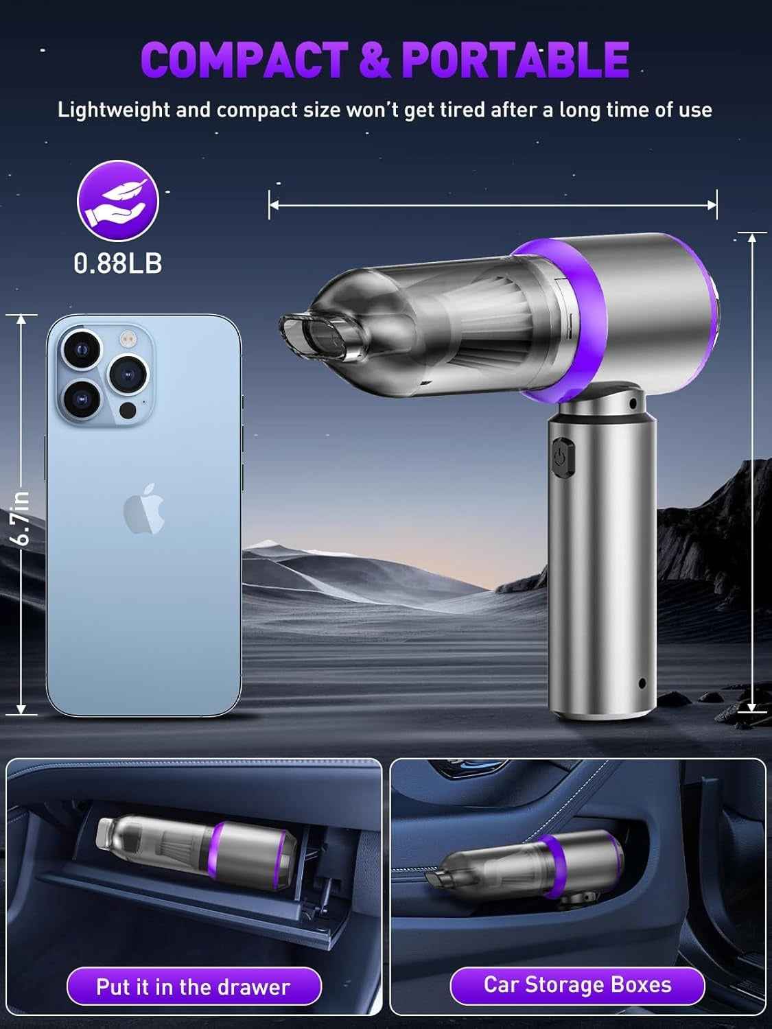 🚗 5-in-1 Mini Car Vacuum | Powerful Cordless Air Duster