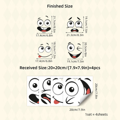 🔥Cartoon Face Stickers, Self-Adhesive Removable Decals with Glossy Finish, Multi-Surface Decor