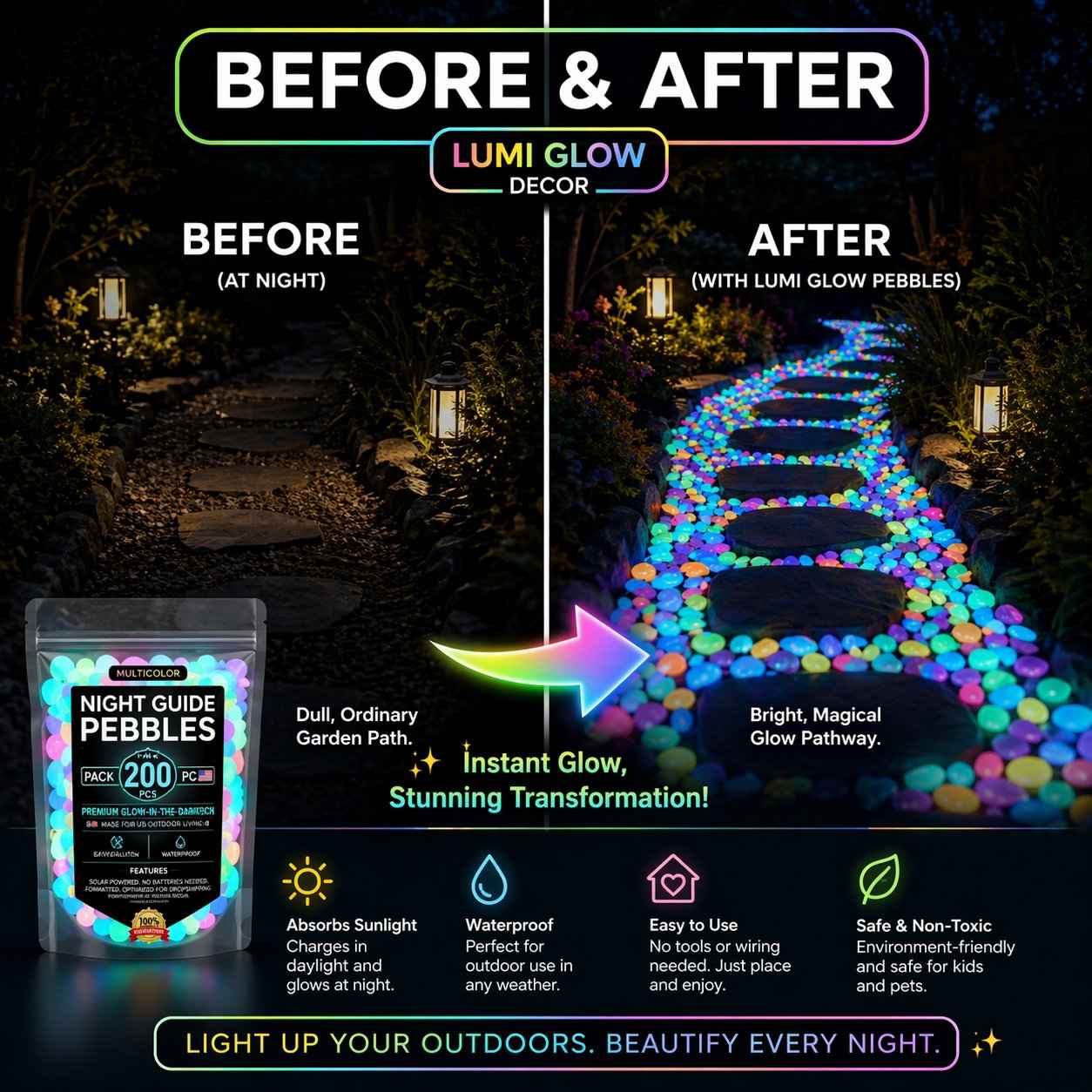 💥LAST DAY SALE 49%OFF💥🌈Colorful Glow-in-the-Dark Garden Stones