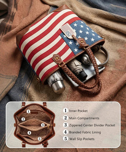 🔥50% OFF TODAY🔥 Vintage American Flag Tote Bag 🇺🇸 Western Patriotic Handbag for Women