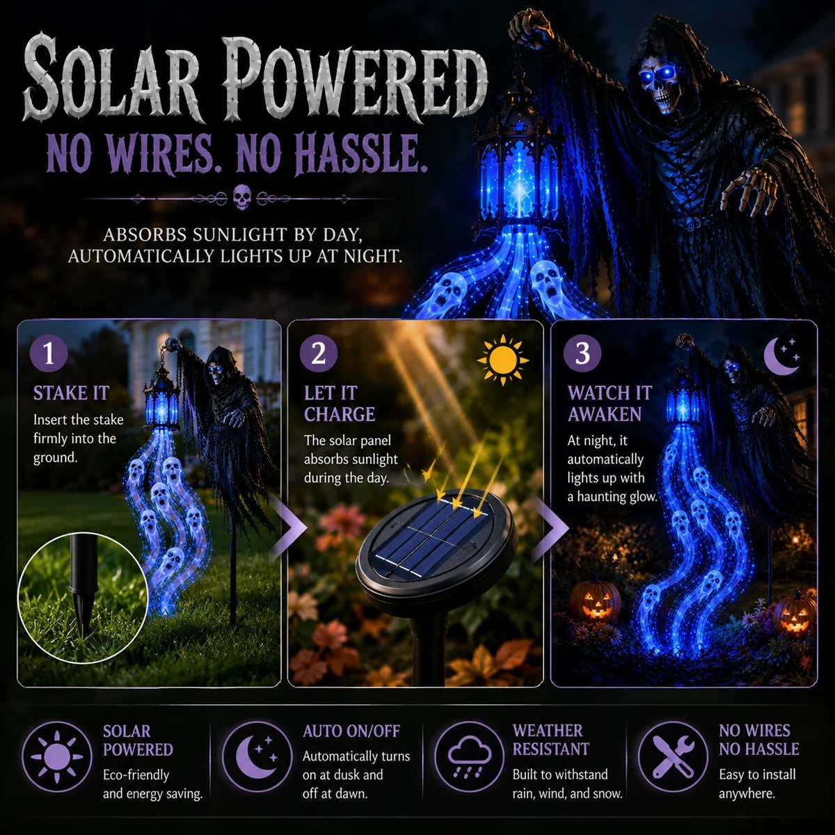 🔥 51% OFF Today Only – 🎃 Haunted Headless Horseman Halloween Yard Light | Animated Spooky Outdoor Garden Decoration 💀