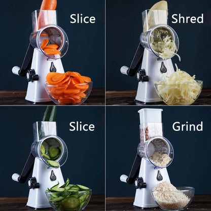 Multifunctional Rotary Vegetable Slicer – Hand Crank Cheese Grater & Veggie Cutter