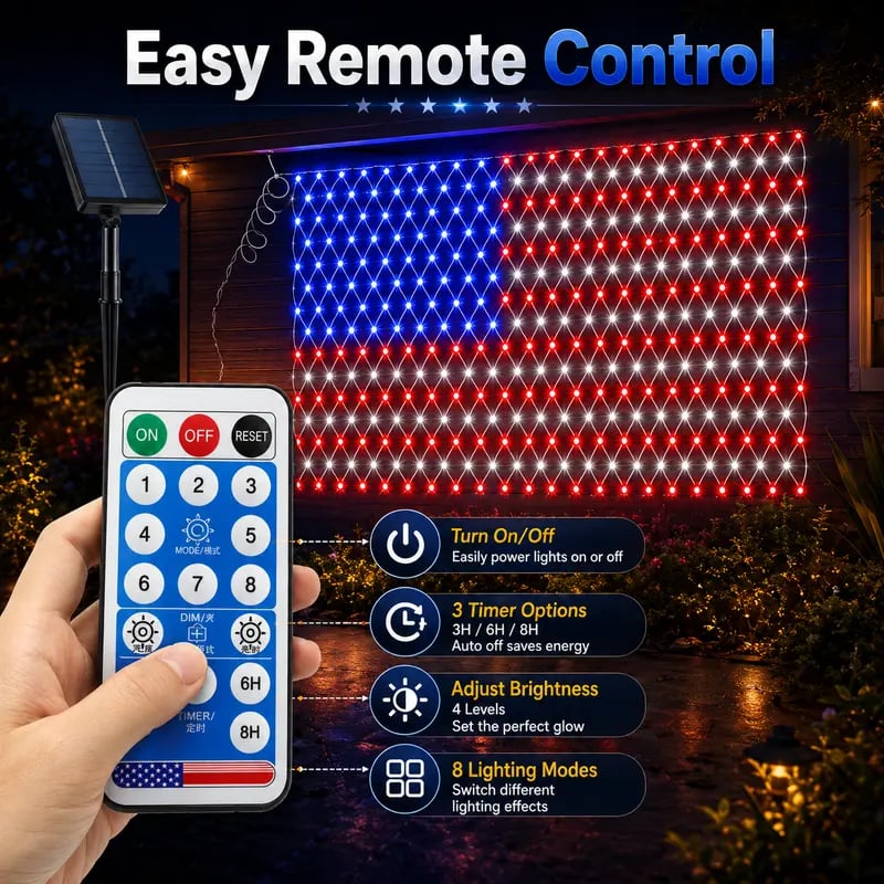 🔥39% Off Sale on July 4-----Solar American Flag Lights Outdoor
