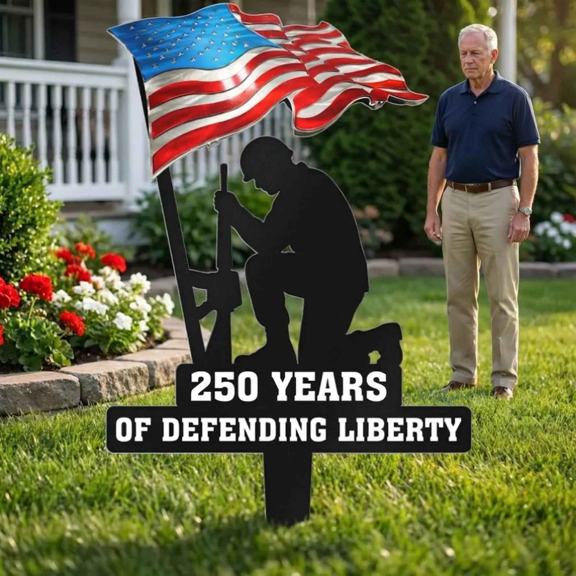 💥🔥 First 50 pieces🔥💥 ✨🇺🇸🗽  Metal Garden Stake – 🎖️ 250 Years of Defending Liberty