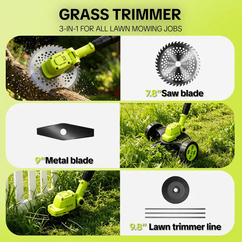 🌿⚡Trim, Edge & Clean Up Your Yard Faster ⚡ Cordless 3-in-1 Lawn Trimmer with Battery