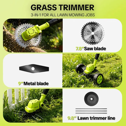 🌿⚡Trim, Edge & Clean Up Your Yard Faster ⚡ Cordless 3-in-1 Lawn Trimmer with Battery