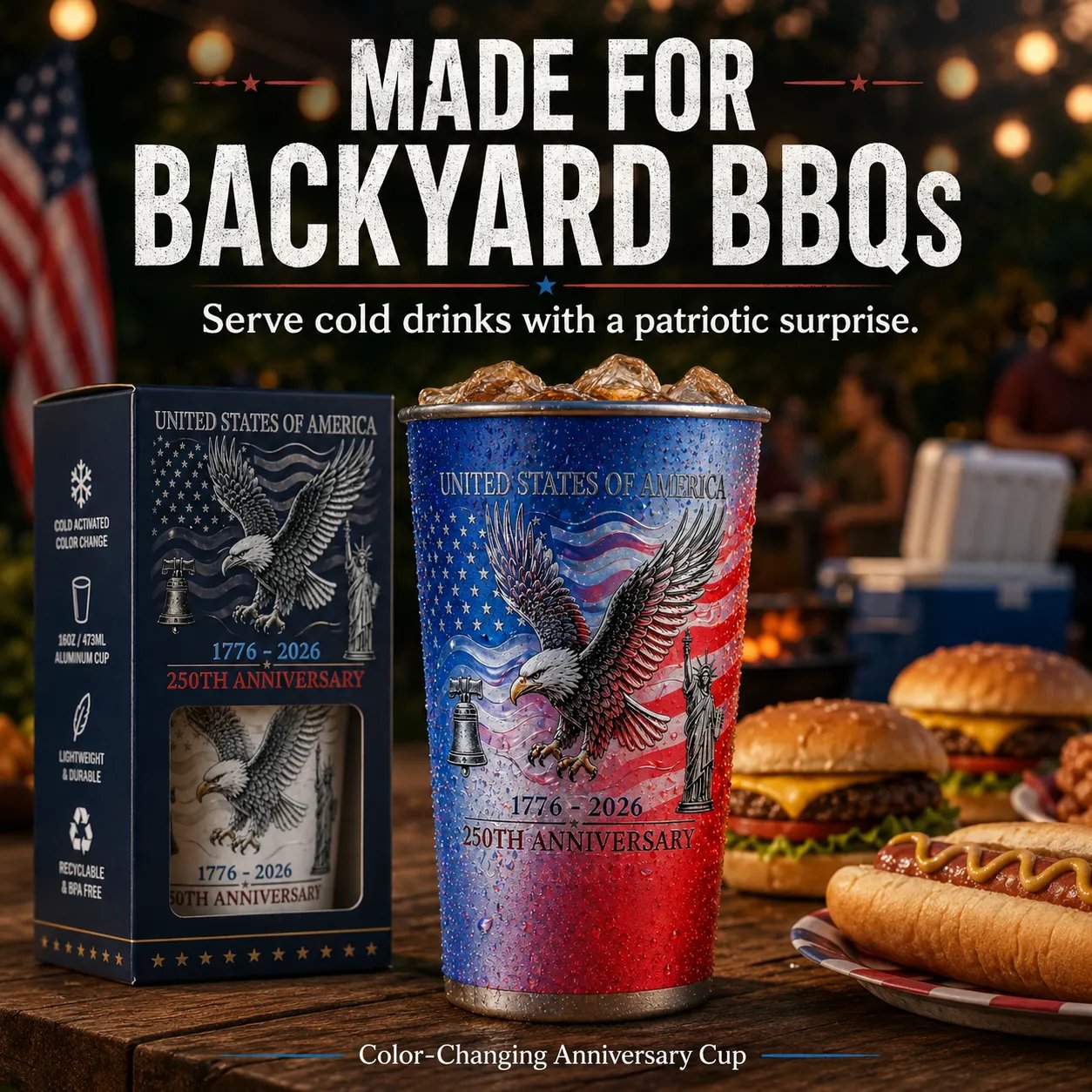 🔥Last Day 50% OFF 🦅 Pour Ice-Cold Beer | USA 250th Anniversary Color Changing Cup 🎉