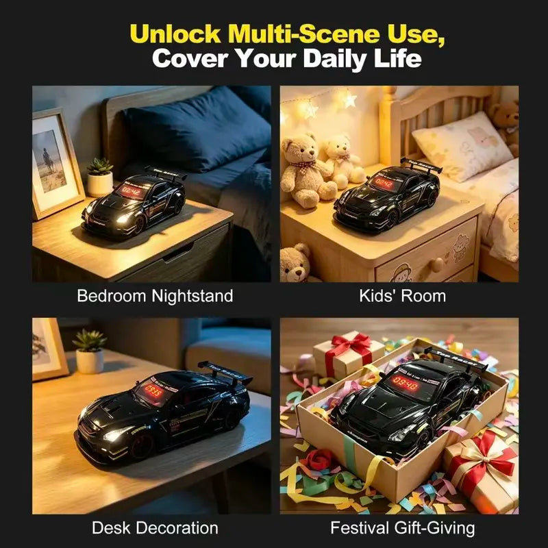 🚗 Hyper Car Alarm Clock with Realistic Engine Sound & LED Lights ✨